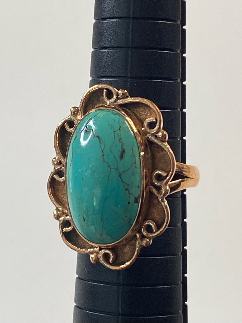Kingman Mohave Turquoise Solid Copper Southwest Style Ring 7.75-8 - Picture 2 of 6